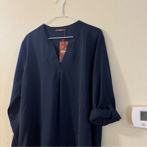 NWT Gaharu 3/4 / Long Sleeve Blue Navy Lightweight Blouse Size XL